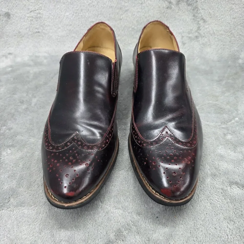 Sandro Moscoloni Men's Leather Wingtip Loafers Burgandy Size 10D Shoes
